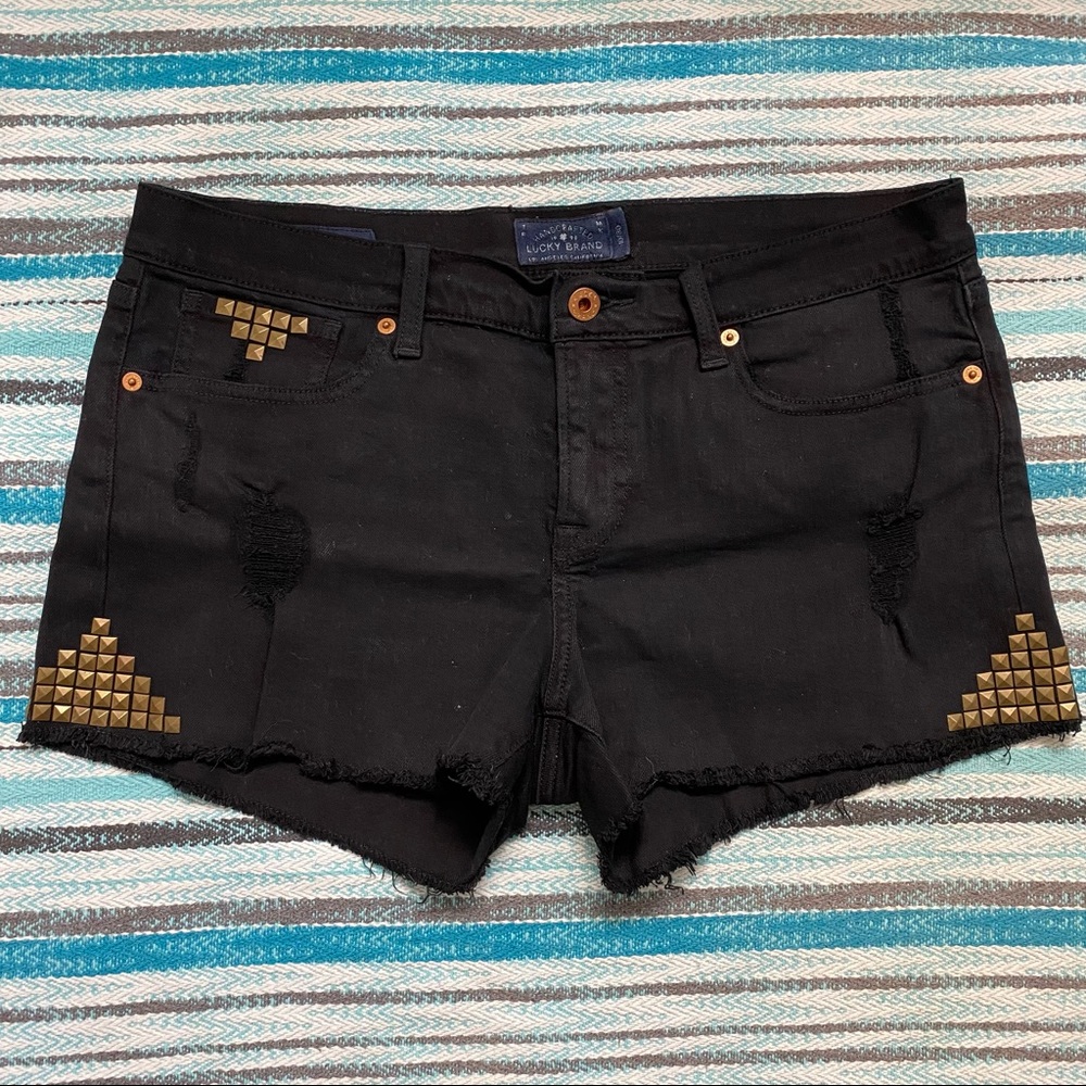 NWOT Lucky Brand Denim Malibu Black Distressed Cut Off Shorts